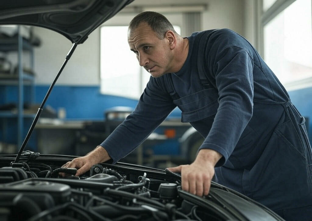 Mécanicien qui répare son voiture