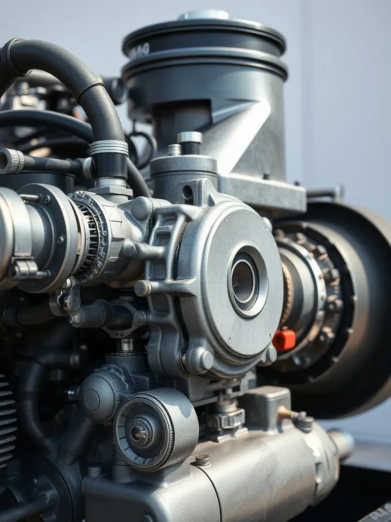 A cutaway view of a diesel engine, highlighting the fuel injection system, combustion chamber, and piston assembly.